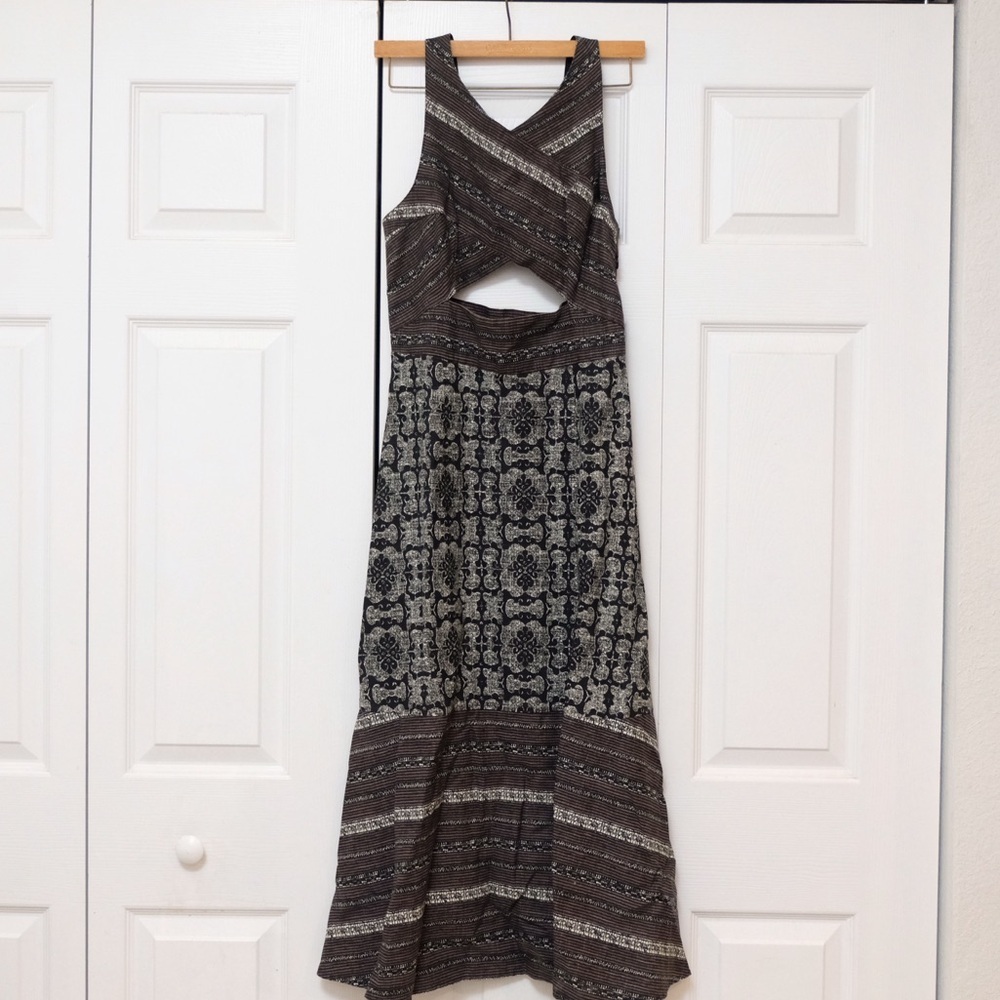Free People Black and Brown Midi Dress